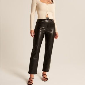Abercrombie Curve Love Vegan Leather Ankle Straight Pant
